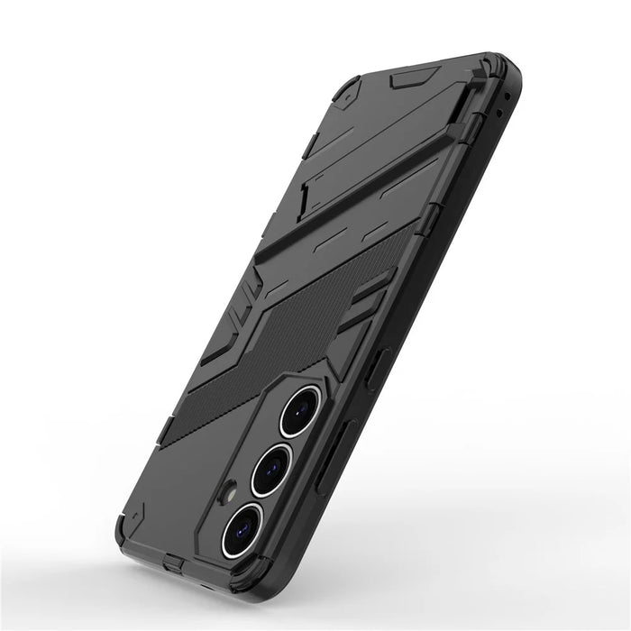 For Samsung Galaxy S25 Case PC+TPU Shockproof Phone Cover with Kickstand - Black - 4