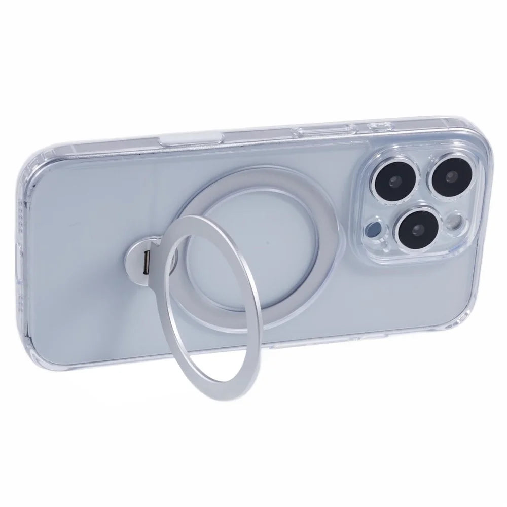 For iPhone 16 Pro Max Clear Case Magnetic Kickstand PC+TPU Phone Cover with Camera Control Button - 4