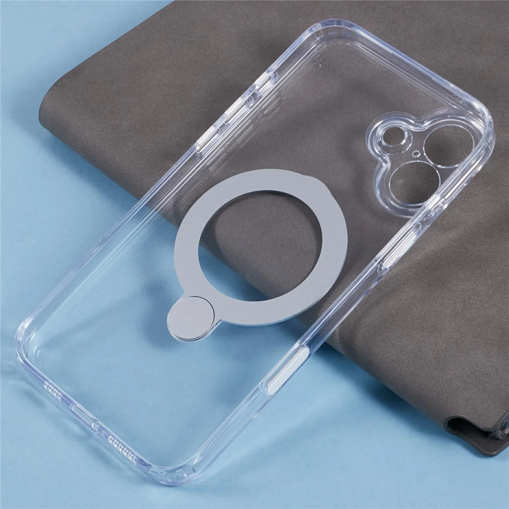 For iPhone 16 Plus Clear Case Magnetic Kickstand PC+TPU Phone Cover with Camera Control Button - 7