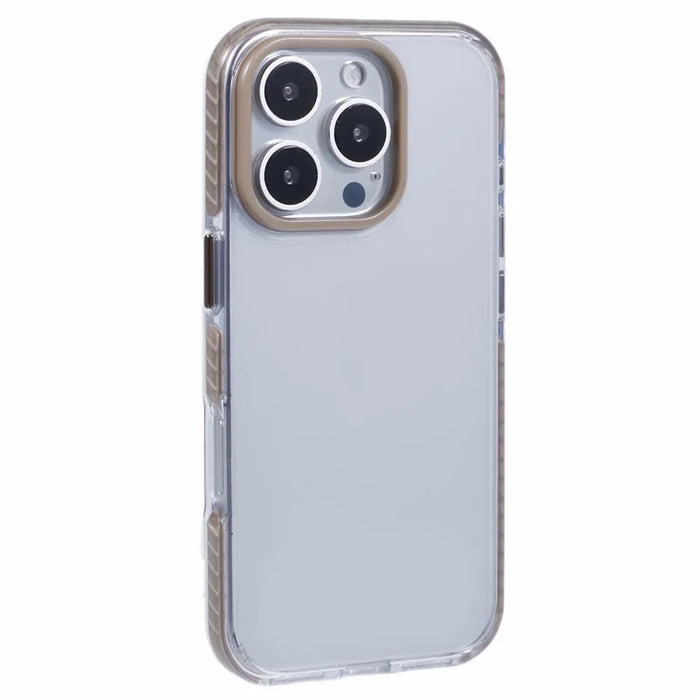 For iPhone 16 Pro Clear Case TPU+PC Shockproof Phone Back Cover - Khaki - 1