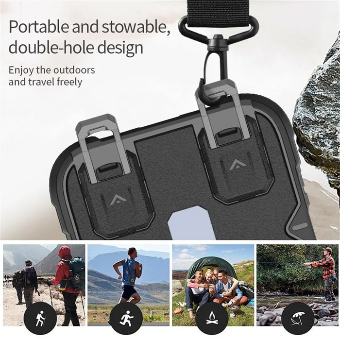 For iPhone 16 Pro Case Compatible with MagSafe PC+TPU Kickstand Phone Cover with Lanyard - Black - 4