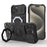 For iPhone 15 Pro Max Case Compatible with MagSafe PC+TPU Kickstand Phone Cover with Lanyard - Black - 1