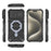 For iPhone 15 Pro Max Case Compatible with MagSafe PC+TPU Kickstand Phone Cover with Lanyard - Black - 2