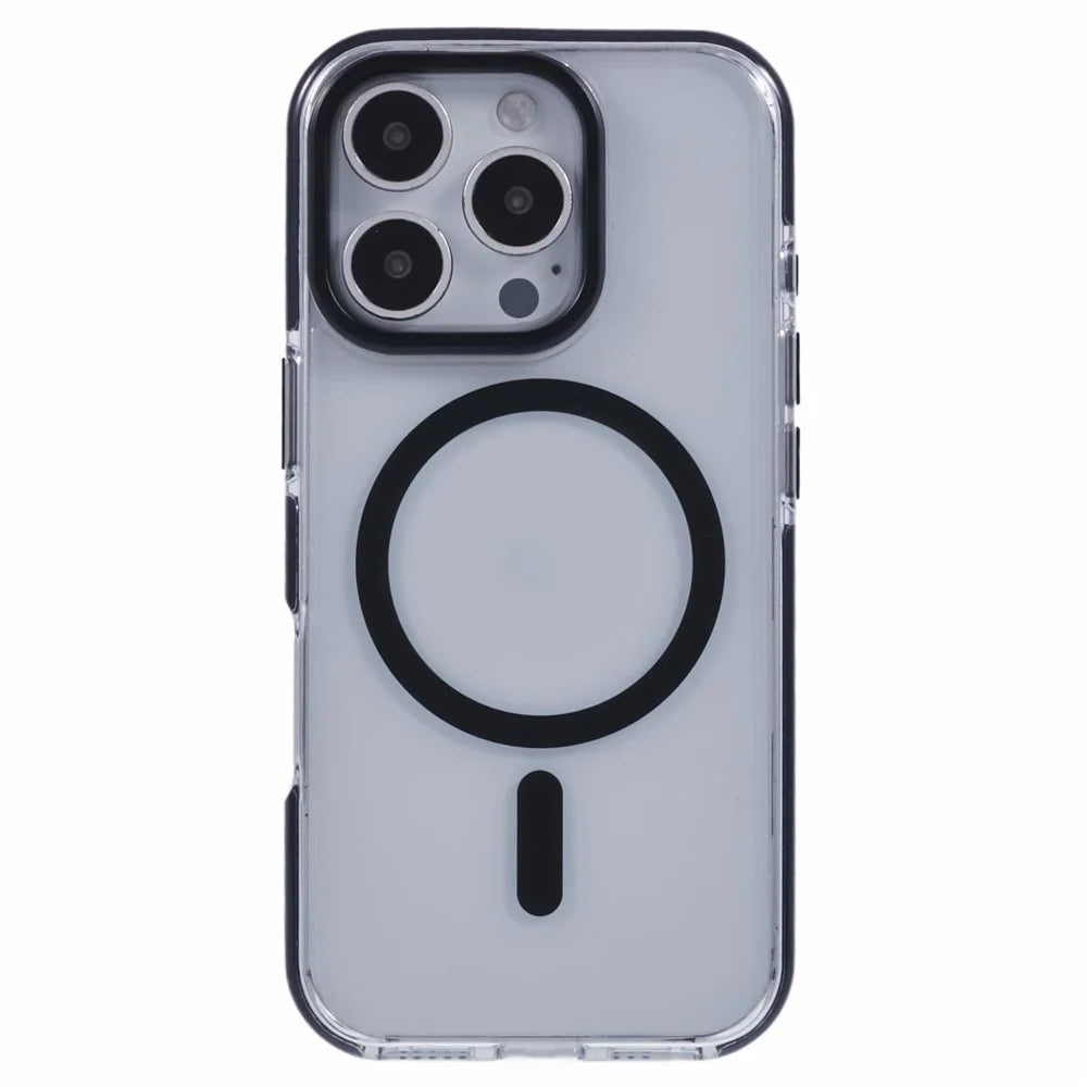 For iPhone 16 Pro Clear Case Compatible with MagSafe TPU+PC Back Cover - Black - 3