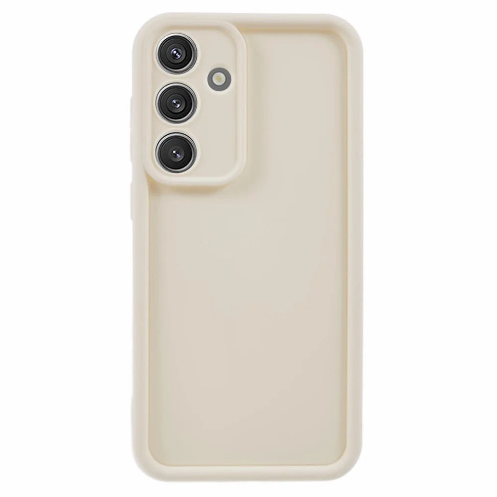 For Samsung Galaxy S25+ Case Grooved Design TPU Anti-Slip Phone Cover - Beige - 1