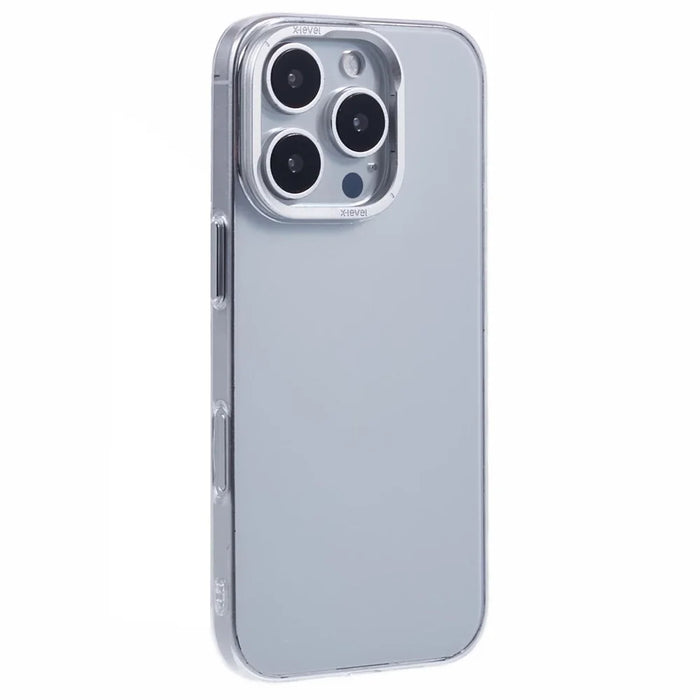X-LEVEL For iPhone 16 Pro Clear Case with Lens Frame Kickstand PC Slim Phone Back Cover - 1
