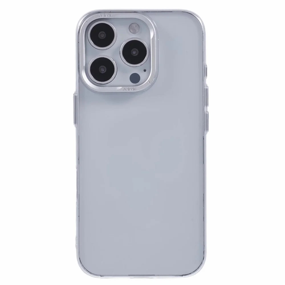 X-LEVEL For iPhone 16 Pro Clear Case with Lens Frame Kickstand PC Slim Phone Back Cover - 3