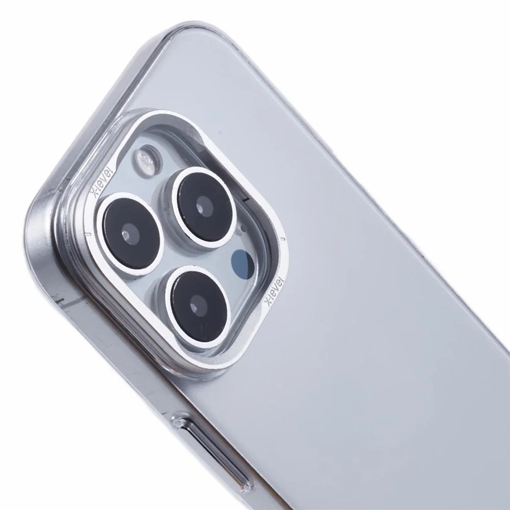 X-LEVEL For iPhone 16 Pro Clear Case with Lens Frame Kickstand PC Slim Phone Back Cover - 5