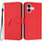 YX0090 For iPhone 16 Case Triangle Imprint Leather Phone Cover with Lanyard - Red - 1