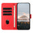 YX0090 For iPhone 16 Pro Case Triangle Imprint Leather Phone Cover with Lanyard - Red - 2