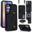 For Samsung Galaxy S25+ Case Kickstand Card Slots Leather Coated TPU Cover with Shoulder Strap - Black - 1