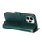 For iPhone 16 Pro Max Case with Hand Strap Flower Imprint Leather Wallet Phone Cover - Green - 3