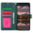 For iPhone 15 Pro Max Case with Hand Strap Flower Imprint Leather Wallet Phone Cover - Green - 2