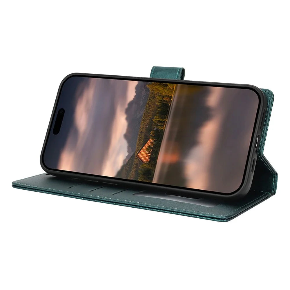 For Samsung Galaxy S25 Ultra Case with Hand Strap Flower Imprint Leather Wallet Phone Cover - Green - 4