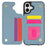 For iPhone 16 Case with Card Holder, Strap, Kickstand PU+TPU Phone Back Cover Support RFID Blocking - Blue - 2