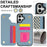 For iPhone 16 Case with Card Holder, Strap, Kickstand PU+TPU Phone Back Cover Support RFID Blocking - Blue - 5