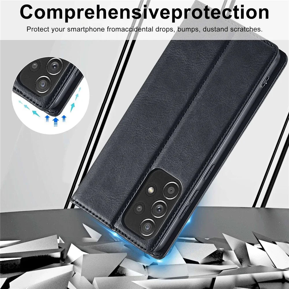 LC.IMEEKE for Samsung Galaxy A52 4G / 5G / A52s 5G Shockproof RFID Blocking Phone Case Phone Flip Wallet Cover with Stand - Black - 5