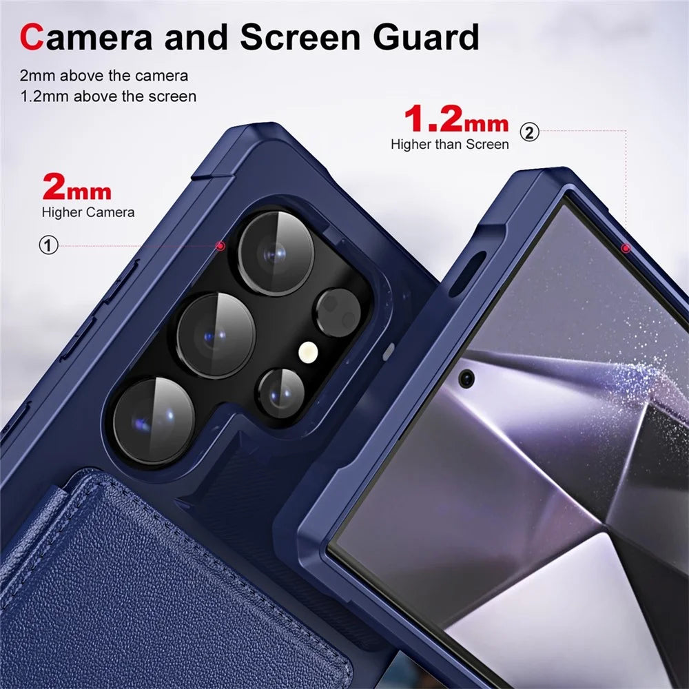 ENKAY For Samsung Galaxy S24 Ultra  Hat-Prince Wallet Card Slot Kickstand PU Leather +TPU Back Phone Cover with Camera Lens Film - Black - 4
