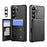 ENKAY For Samsung Galaxy A55 5G  Hat-Prince Wallet Card Slot Kickstand PU Leather +TPU Back Phone Cover with Camera Lens Film - Black - 1