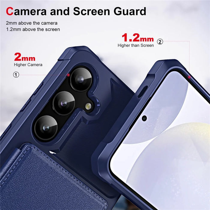 ENKAY For Samsung Galaxy A55 5G  Hat-Prince Wallet Card Slot Kickstand PU Leather +TPU Back Phone Cover with Camera Lens Film - Black - 4