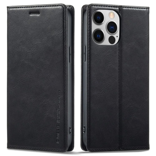 LC.IMEEKE Phone Case for iPhone 13 Pro Max 6.7 inch RFID Blocking Magnetic Closure Cell Phone Cover Flip Wallet Stand Protective Shell - Black - 1