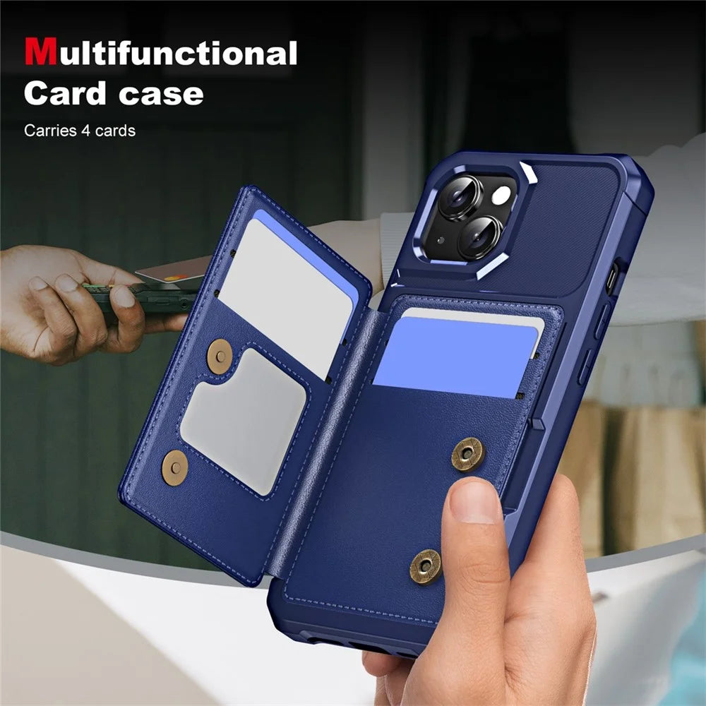 ENKAY For iPhone 15  Hat-Prince Wallet Card Slot Kickstand PU Leather +TPU Back Phone Cover with Camera Lens Film - Black - 3