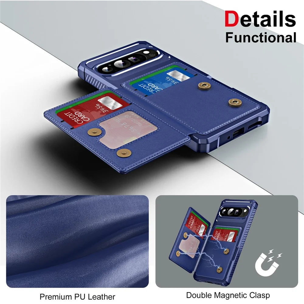 ENKAY For Google Pixel 9 / Google Pixel 9 Pro  Hat-Prince Wallet Card Slot Kickstand PU Leather +TPU Back Phone Cover with Camera Lens Film - Black - 6