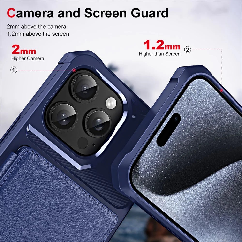 ENKAY For iPhone 16 Pro  Hat-Prince Wallet Card Slot Kickstand PU Leather +TPU Back Phone Cover with Camera Lens Film - Black - 4