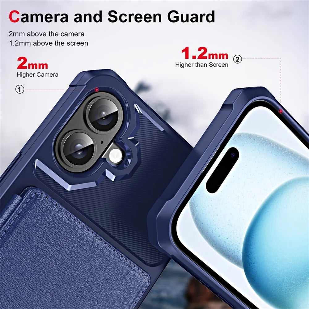 ENKAY For iPhone 16  Hat-Prince Wallet Card Slot Kickstand PU Leather +TPU Back Phone Cover with Camera Lens Film - Black - 4