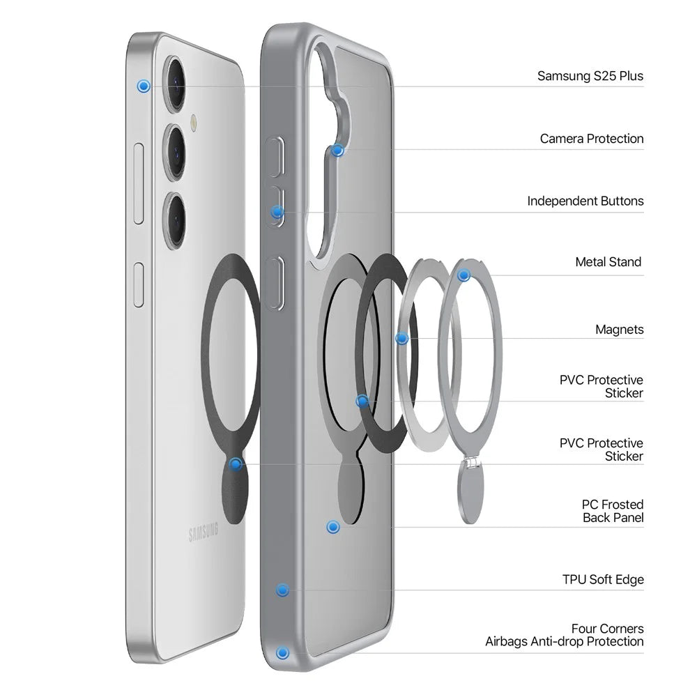 DUX DUCIS For Samsung Galaxy S25+ Case  Yind Series PC+TPU Phone Cover Magnetic Case with Kickstand - Grey - 4