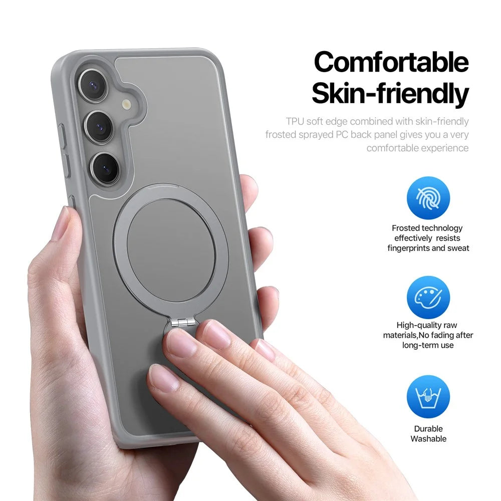 DUX DUCIS For Samsung Galaxy S25+ Case  Yind Series PC+TPU Phone Cover Magnetic Case with Kickstand - Grey - 6