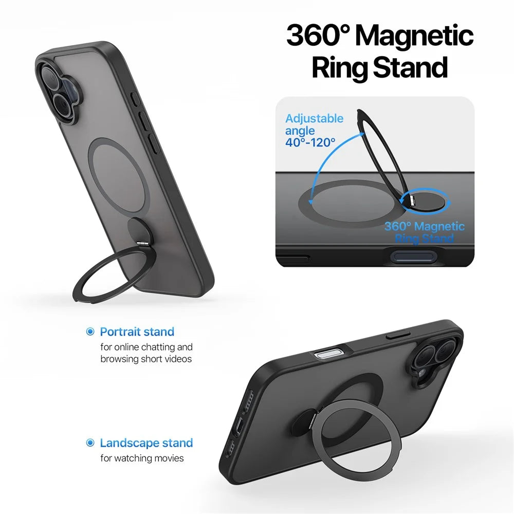 DUX DUCIS For iPhone 16 Plus Case  Yind Series PC+TPU Phone Cover Compatible with MagSafe with Kickstand - Black - 5