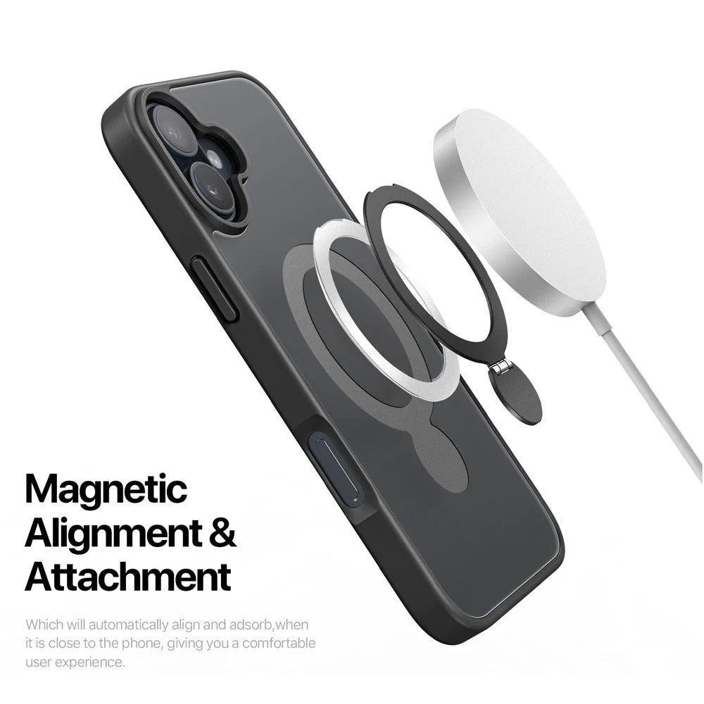 DUX DUCIS For iPhone 16 Plus Case  Yind Series PC+TPU Phone Cover Compatible with MagSafe with Kickstand - Black - 7