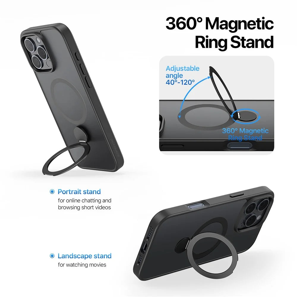 DUX DUCIS For iPhone 16 Pro Case  Yind Series PC+TPU Phone Cover Compatible with MagSafe with Kickstand - Black - 5