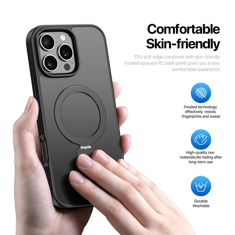 DUX DUCIS For iPhone 16 Pro Case  Yind Series PC+TPU Phone Cover Compatible with MagSafe with Kickstand - Black - 6