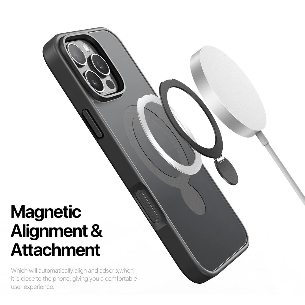 DUX DUCIS For iPhone 16 Pro Case  Yind Series PC+TPU Phone Cover Compatible with MagSafe with Kickstand - Black - 7