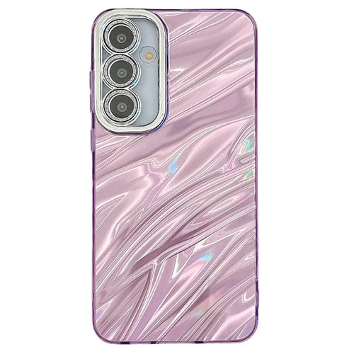 For Samsung Galaxy A36 5G / A56 5G Case IMD Design Shockproof PC+TPU Phone Cover with Glass Lens Film - Ripple Pattern / Purple - 1