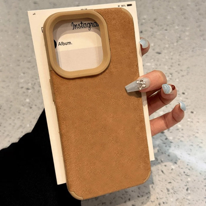 For iPhone 15 Pro Max Case Sheepskin Leather Coated TPU Mobile Phone Back Cover - 1