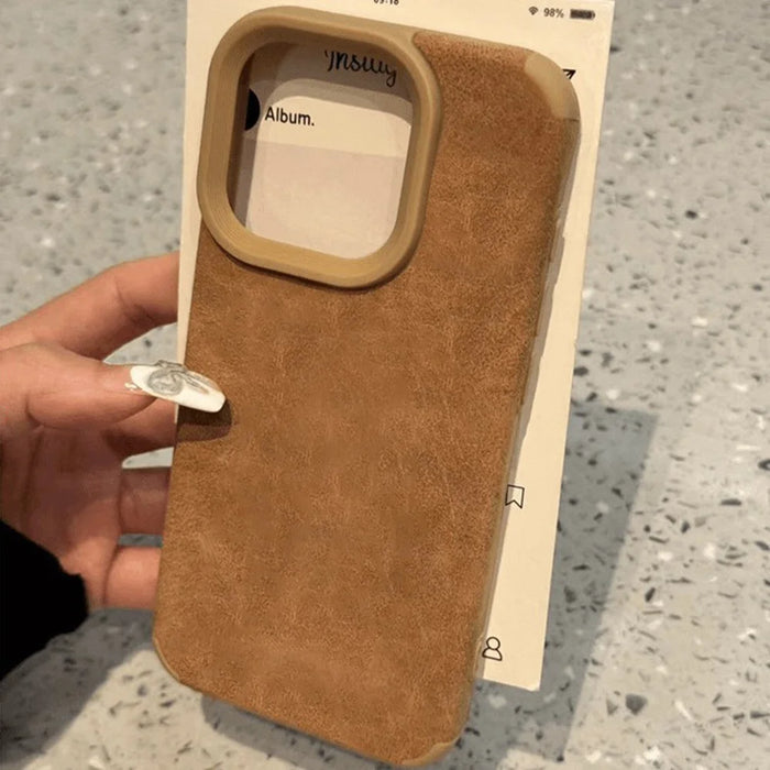 For iPhone 15 Pro Max Case Sheepskin Leather Coated TPU Mobile Phone Back Cover - 2