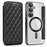 For Samsung Galaxy S25+ Magnetic Case Rhombus PU Leather Phone Cover - Black - 1