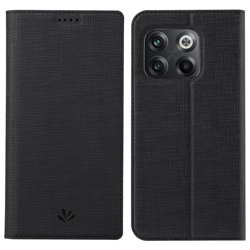 VILI DMX Series for OnePlus 10T 5G / Ace Pro 5G Card Slot Folio Flip Cover Magnetic Auto-absorbed PU Leather Stand Case - Black - 1