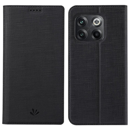 VILI DMX Series for OnePlus 10T 5G / Ace Pro 5G Card Slot Folio Flip Cover Magnetic Auto-absorbed PU Leather Stand Case - Black - 1