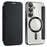 For Samsung Galaxy S25+ Magnetic Case RFID Blocking Leather Phone Cover - Black - 1