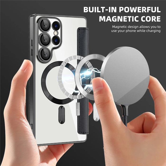 For Samsung Galaxy S25 Ultra Magnetic Case RFID Blocking Leather Phone Cover - Black - 5