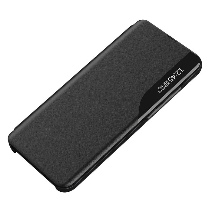 For Samsung Galaxy S25 Case View Window PU Leather Stand Cover - Black - 2