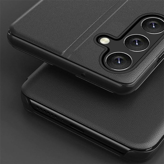 For Samsung Galaxy S25+ Case View Window PU Leather Stand Cover - Black - 5