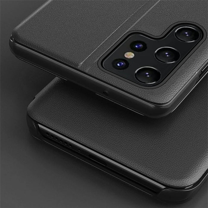 For Samsung Galaxy S25 Ultra Case View Window PU Leather Stand Cover - Black - 5