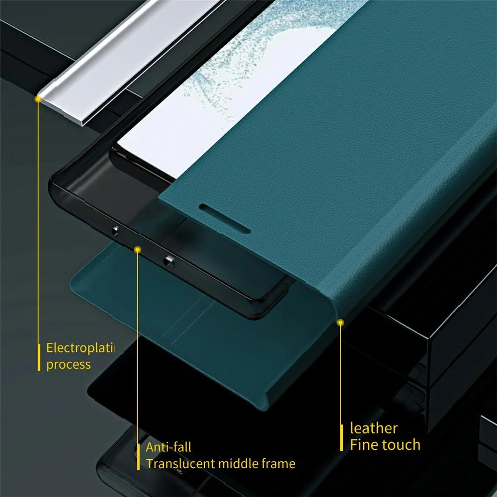 For Samsung Galaxy S25 Case Anti-Drop Leather Phone Cover with Stand - Green - 3