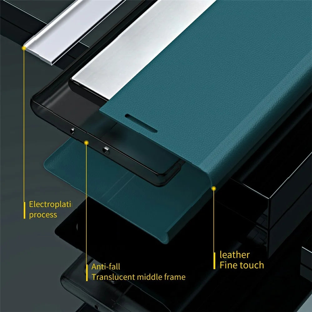 For Samsung Galaxy S25 Ultra Case Anti-Drop Leather Phone Cover with Stand - Green - 3