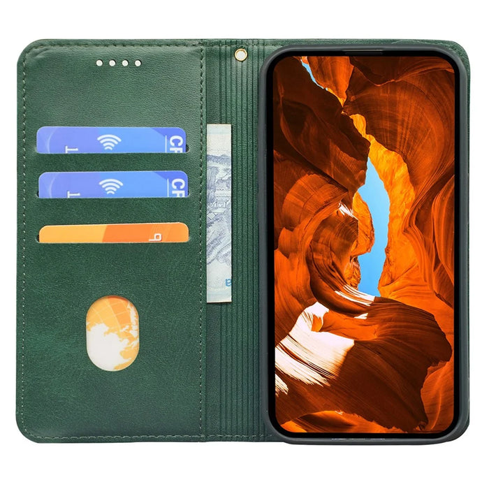 For Samsung Galaxy A36 5G Case Strong Magnetic PU Leather Phone Cover Calf Texture - Green - 2